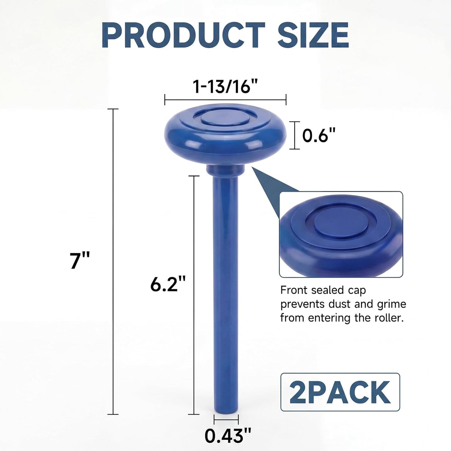 Paquete 2 Rodillos Puerta Garaje Grado Comercial Azul 2pulg