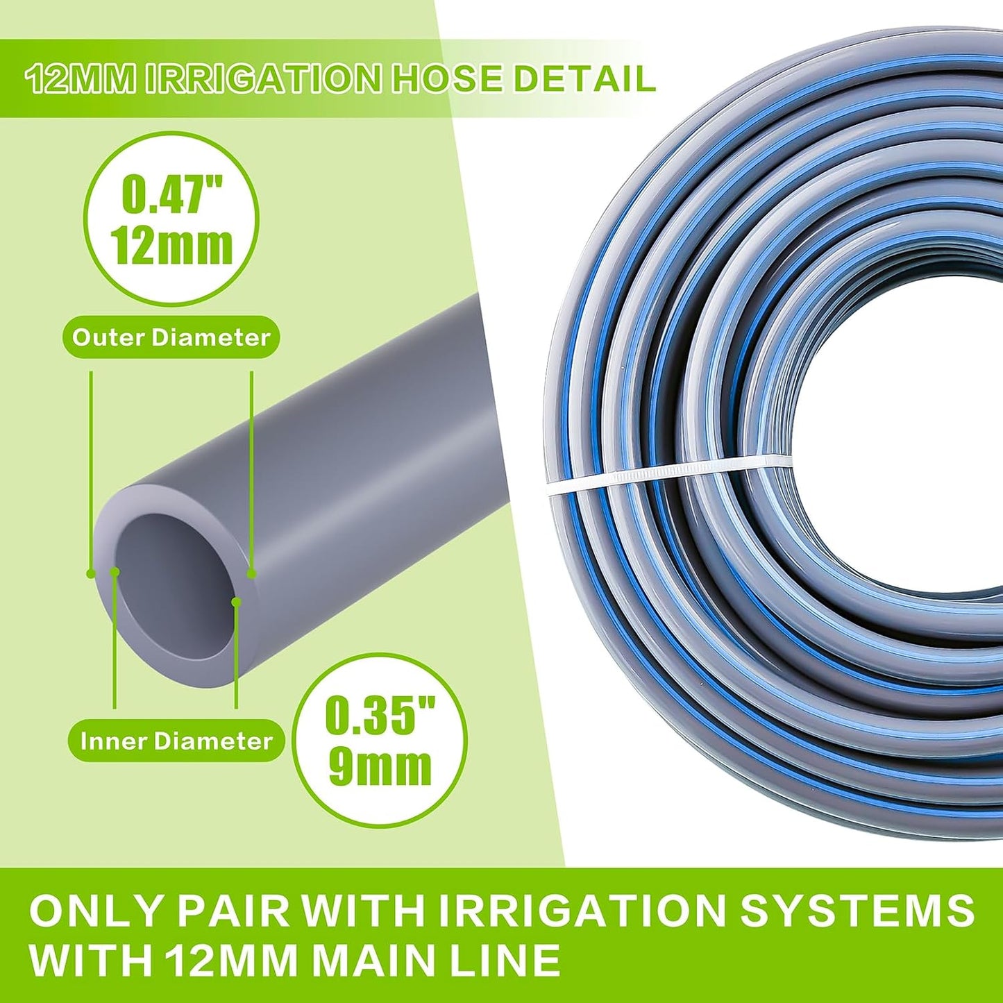 Manguera jardín 33ft x 0.472pulg accesorios riego goteo