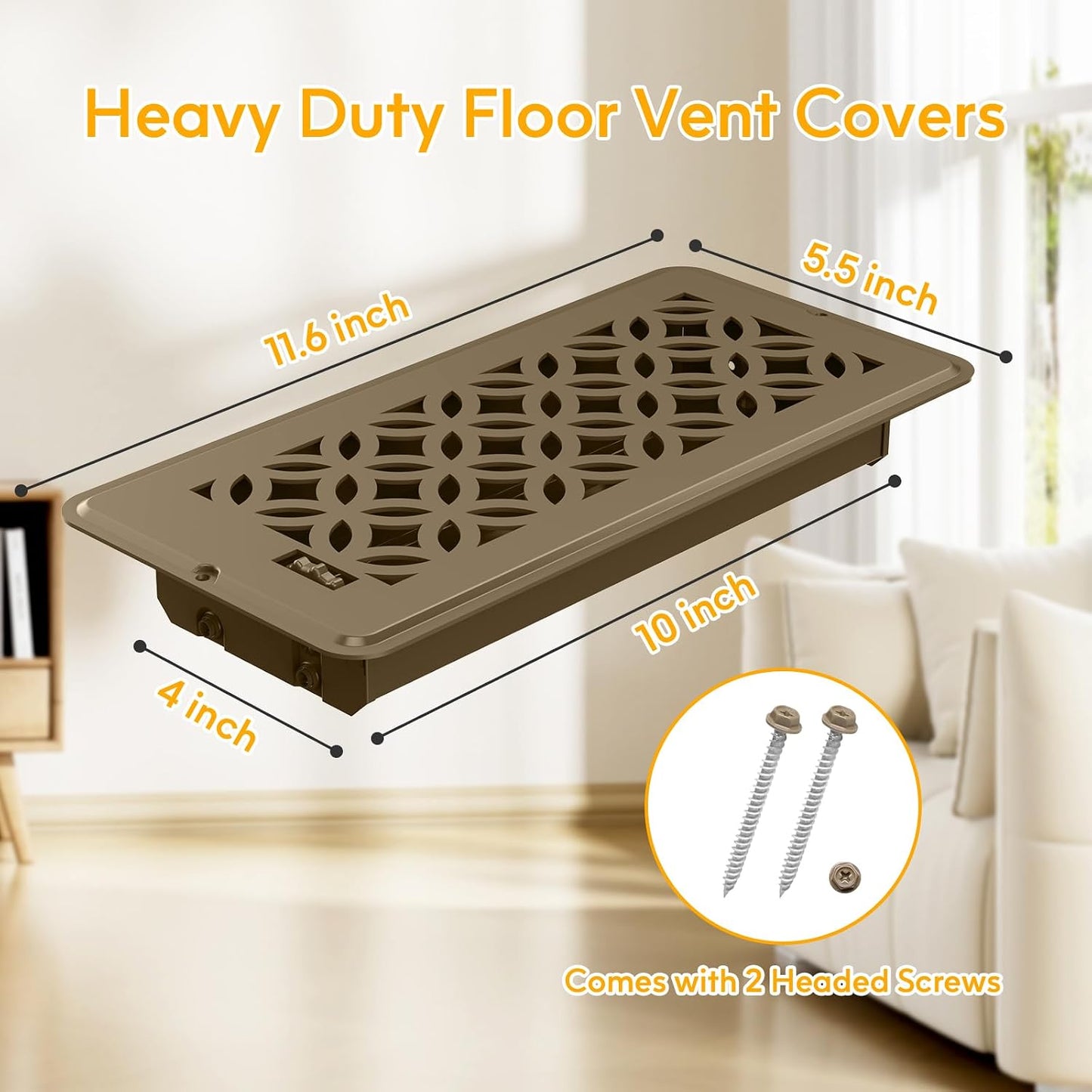 5 Cubiertas Ventilación Suelo 4x10 Ajustables Decorativas