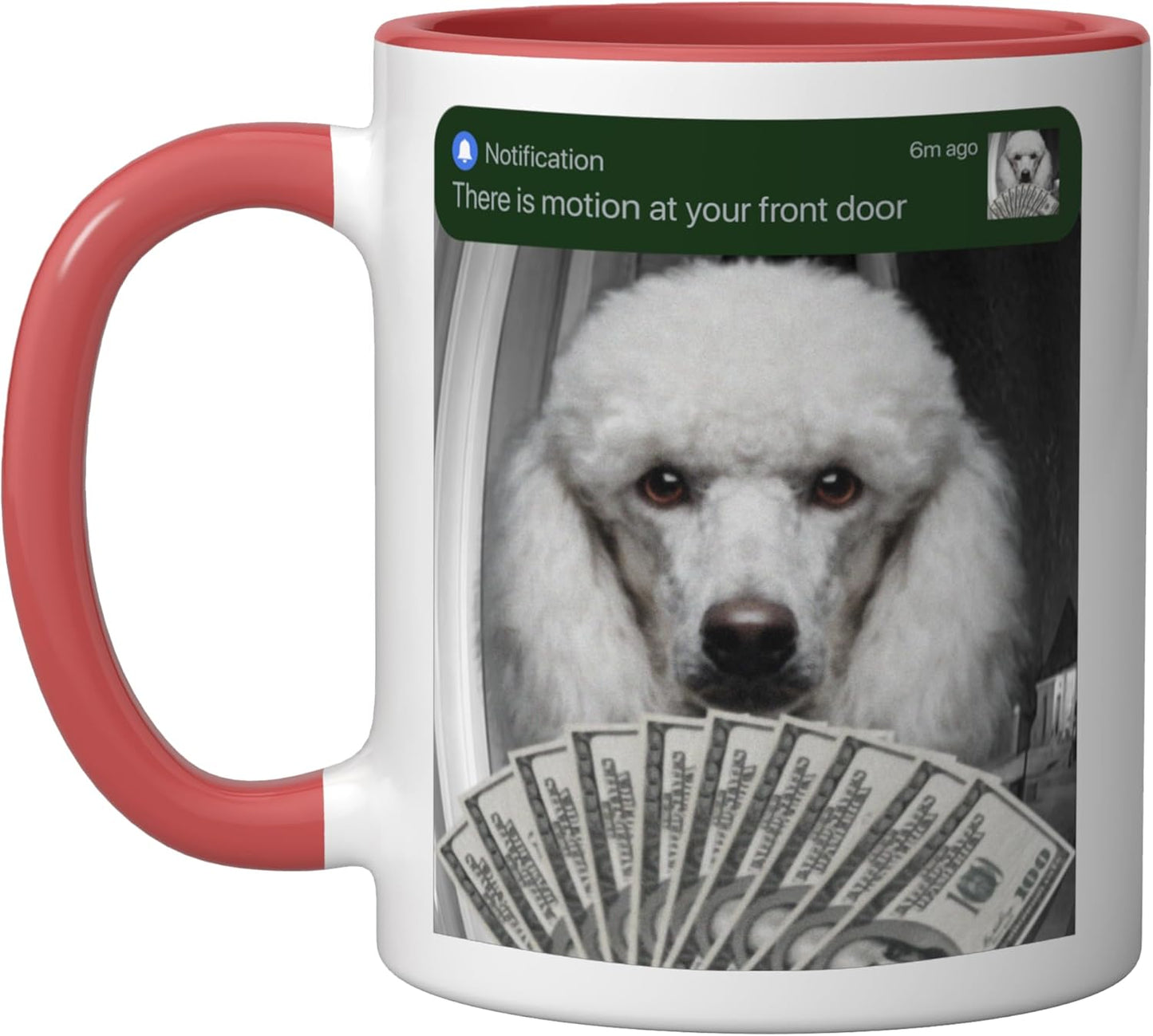 Taza Cerámica Perro Poodle Rojo/Blanco
