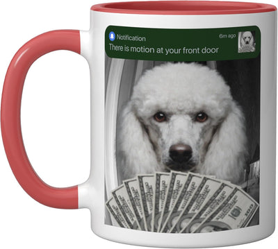 Taza Cerámica Perro Poodle Rojo/Blanco