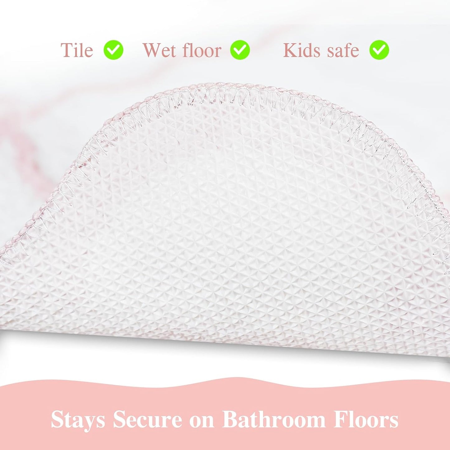 Alfombra baño lazo festoneado rosa microfibra antideslizante