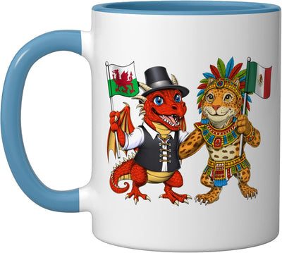 Taza Cerámica Herencia Mexicana y Galesa Azul/Blanco
