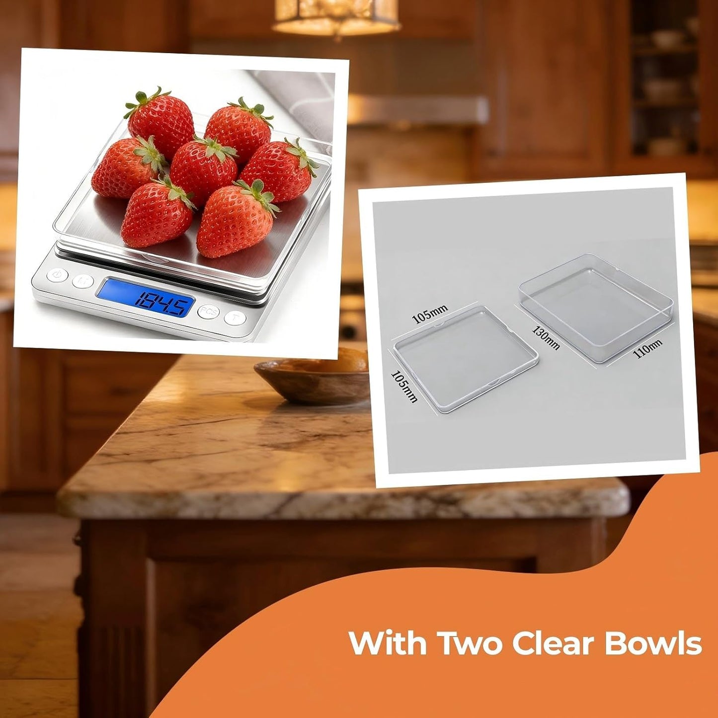 Báscula digital cocina 105oz alta precision 2 bandejas