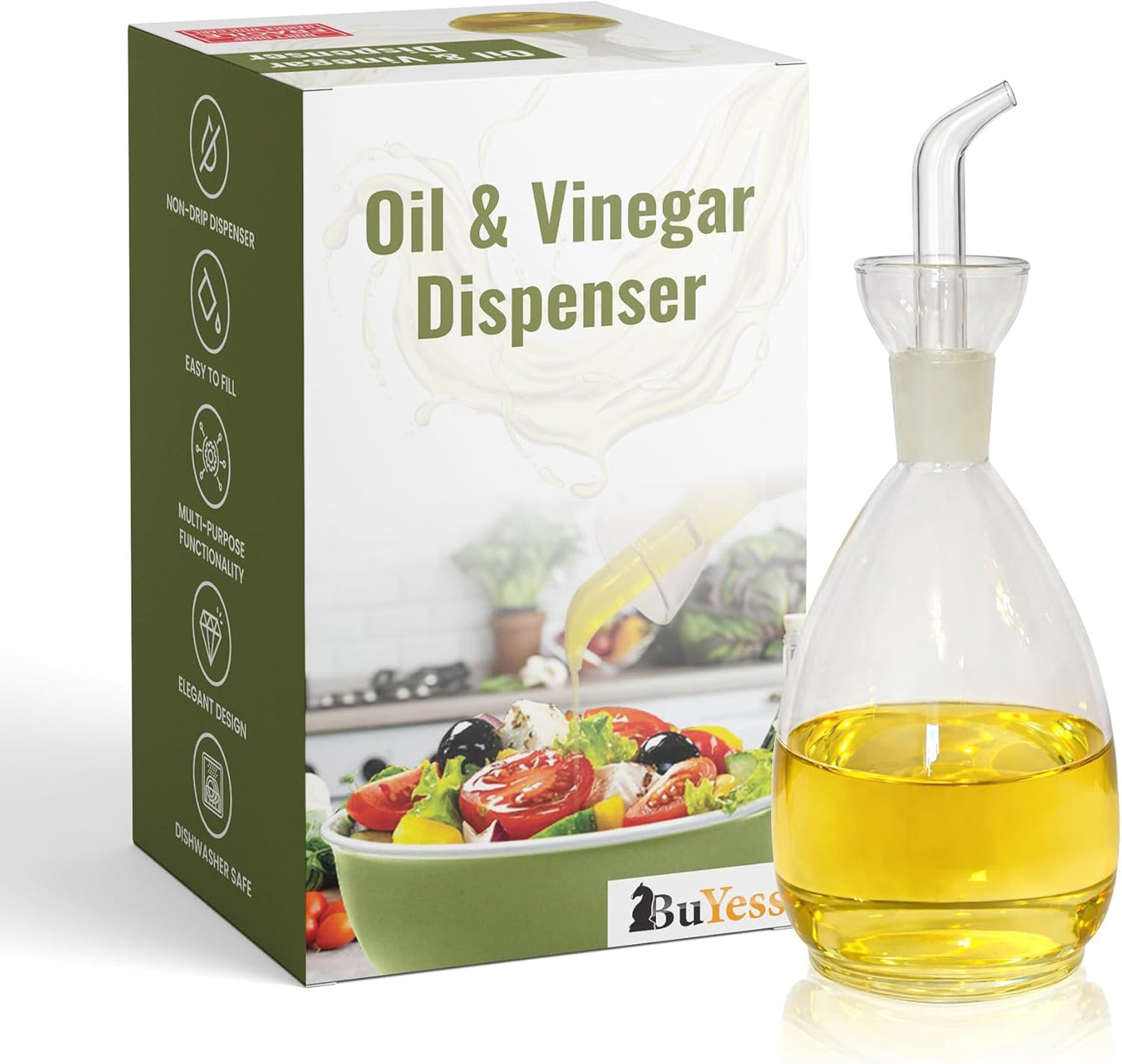 Dispensador aceite vinagre vidrio con embudo sin goteo