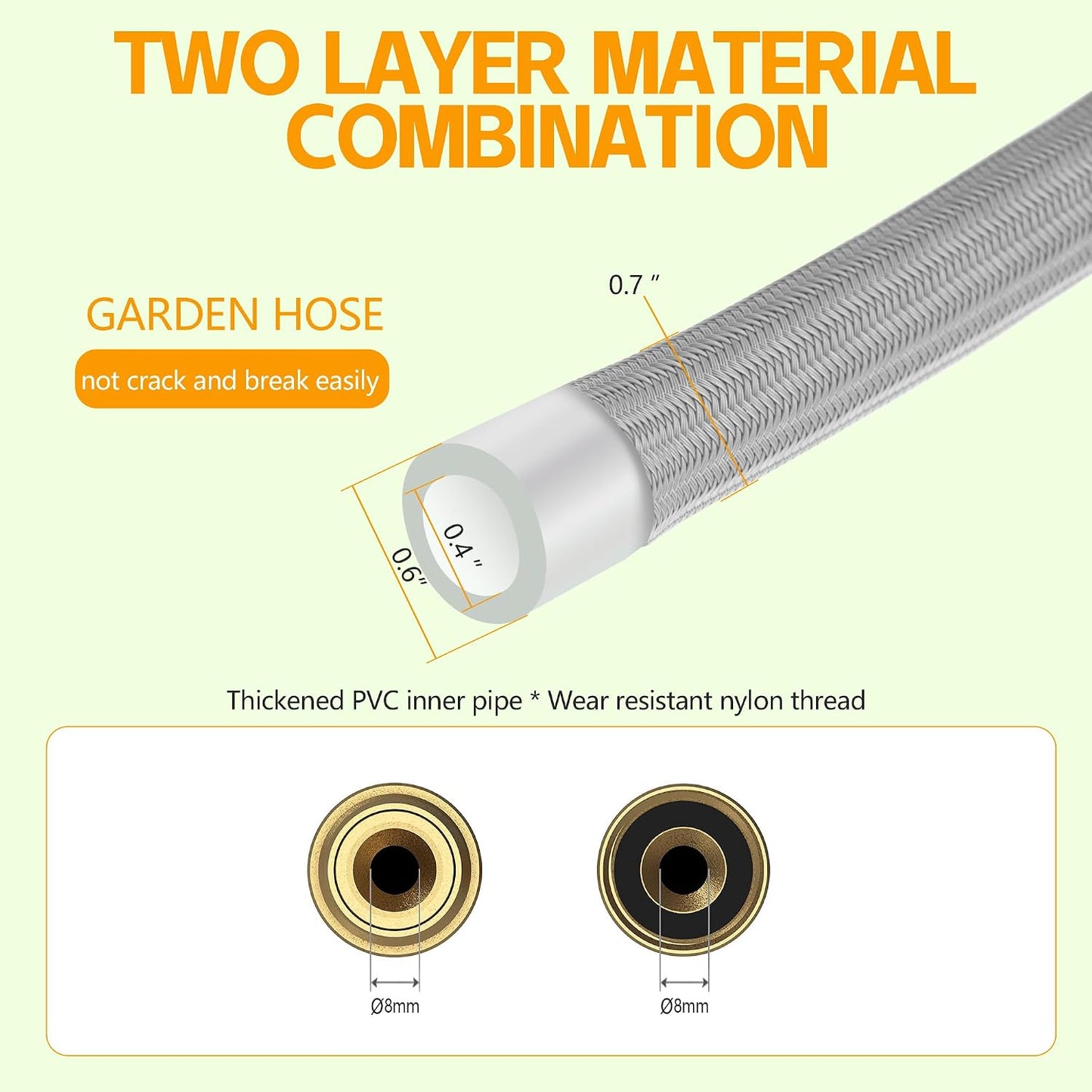 Manguera jardín conector metal trenzada nylon PVC flexible