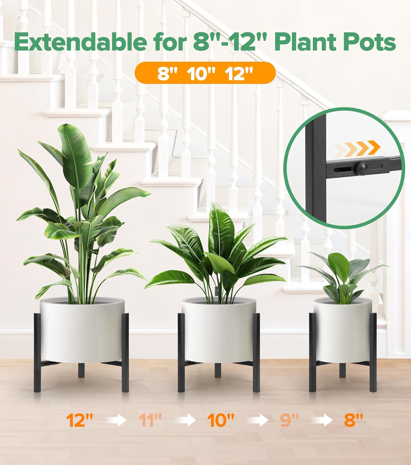 Soporte ajustable para plantas interior metal moderno 2 pzas