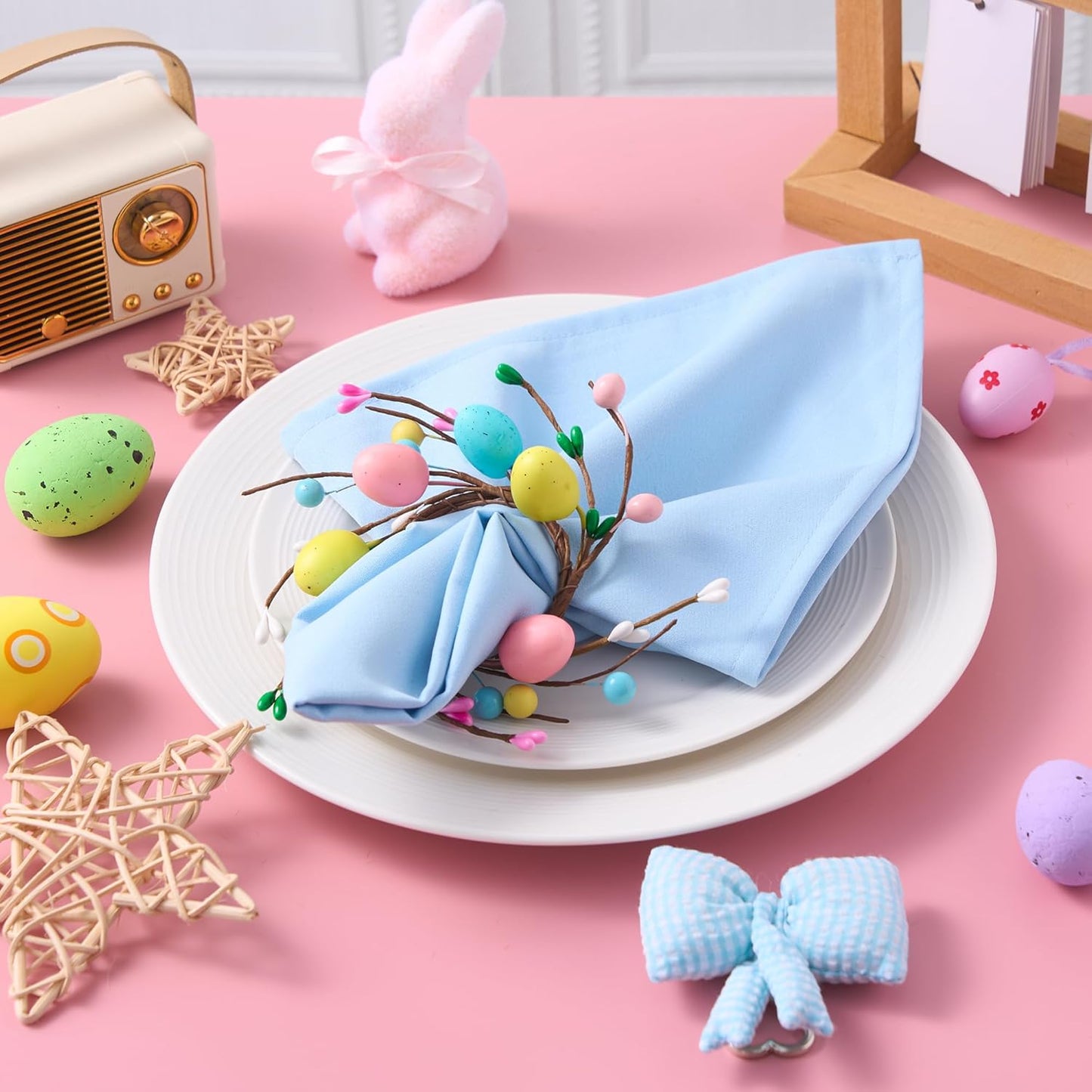 Juego de 6 servilleteros de corona de Pascua para fiestas y eventos