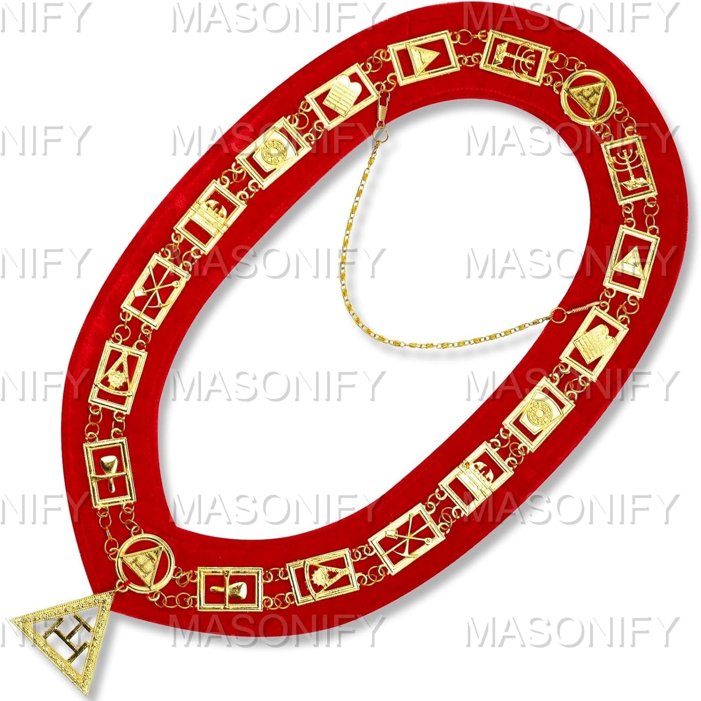 Aprón bordado Masonic Royal Arch con cadena, joya y funda suave