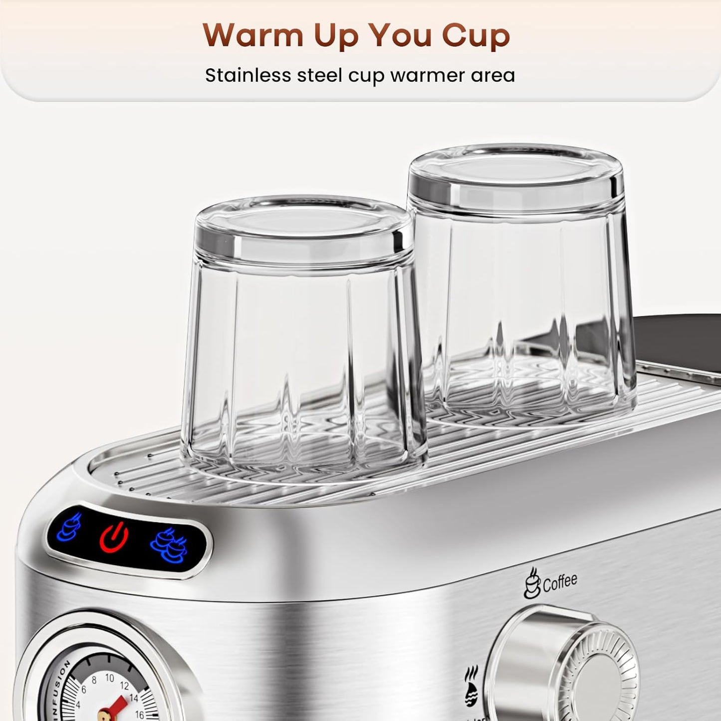 Cafetera Espresso Acero Inox 20 Bar Tanque Agua 34oz