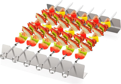 Set 6 brochetas acero inox 15.9pulg con soportes