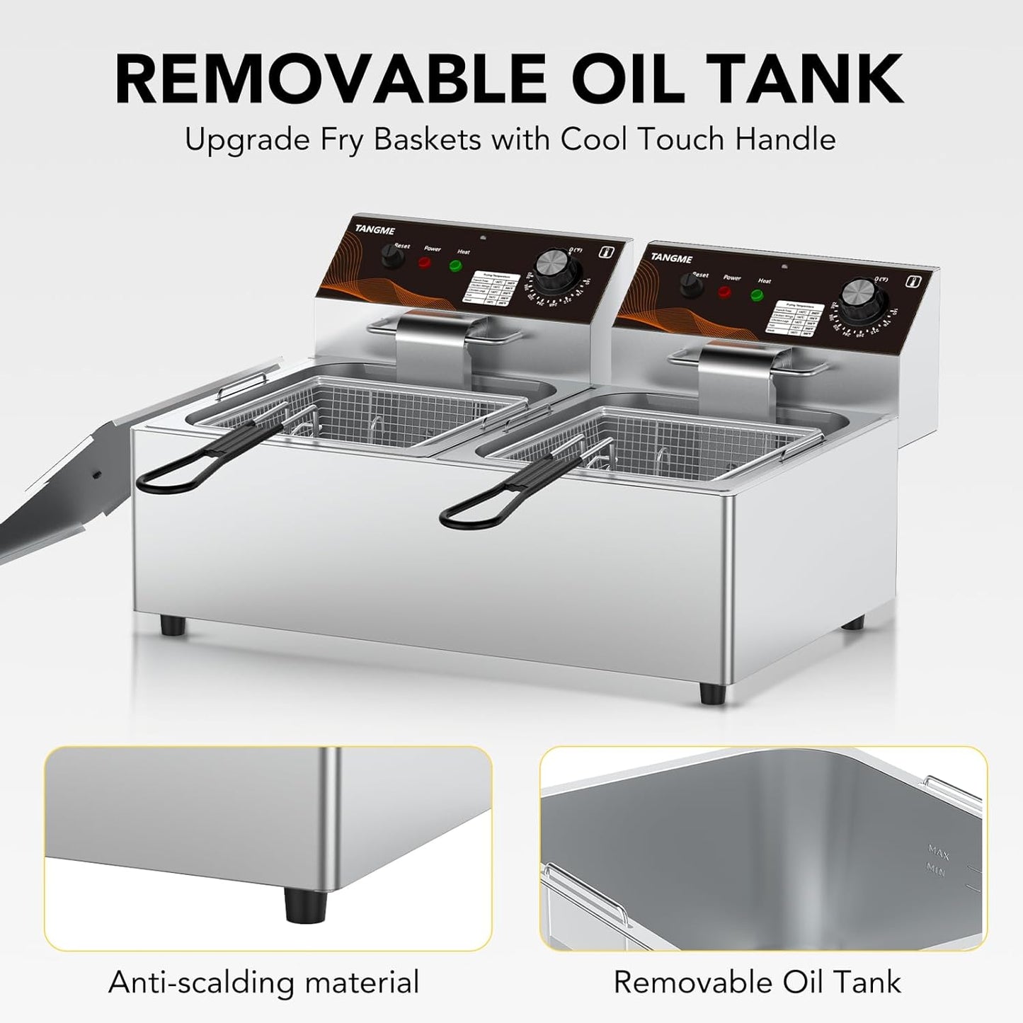 Freidora eléctrica doble tanque acero inoxidable 3600 W