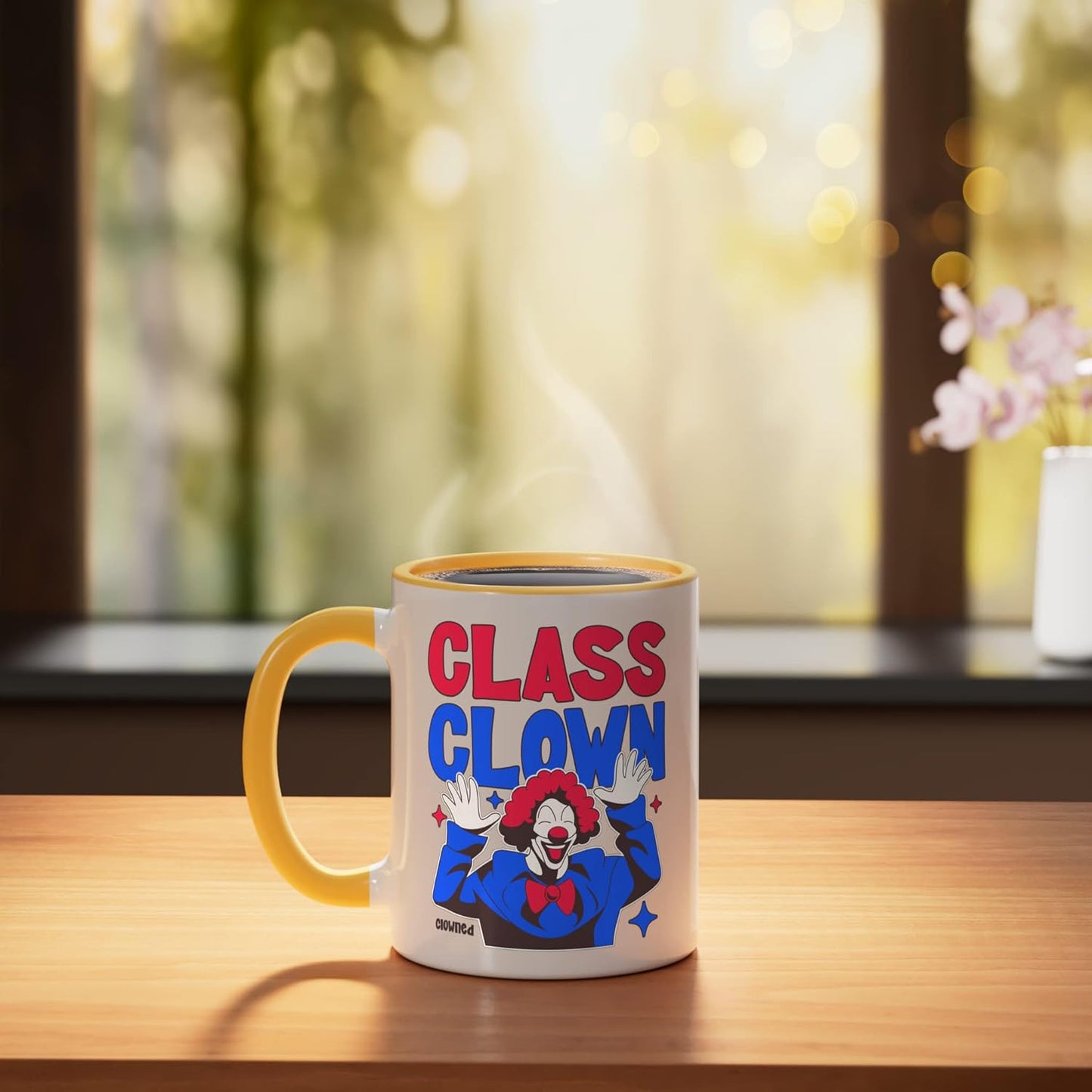 Taza Cerámica Clase Jocker Amarillo Blanco