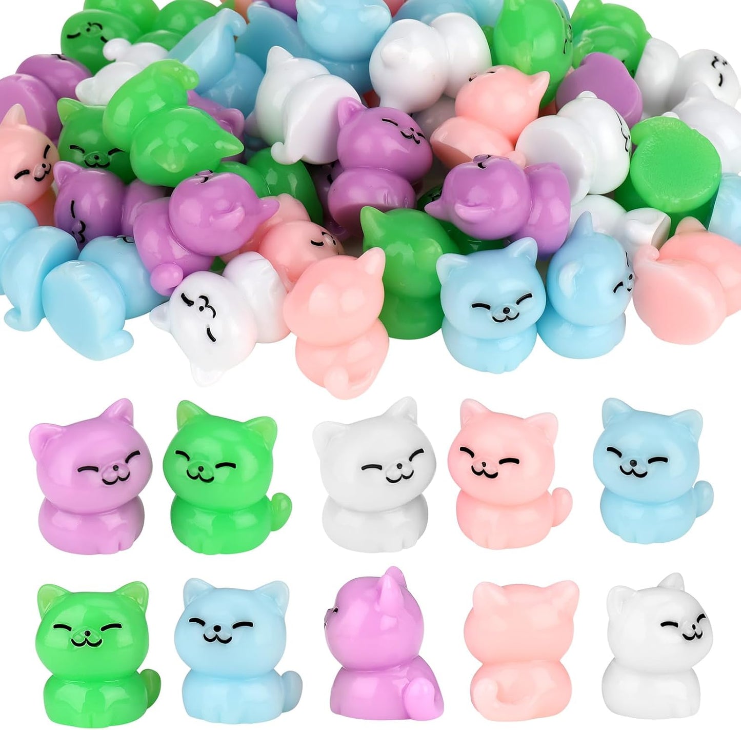 50 Pzas Gatos Resina Mini Figuras Decoración