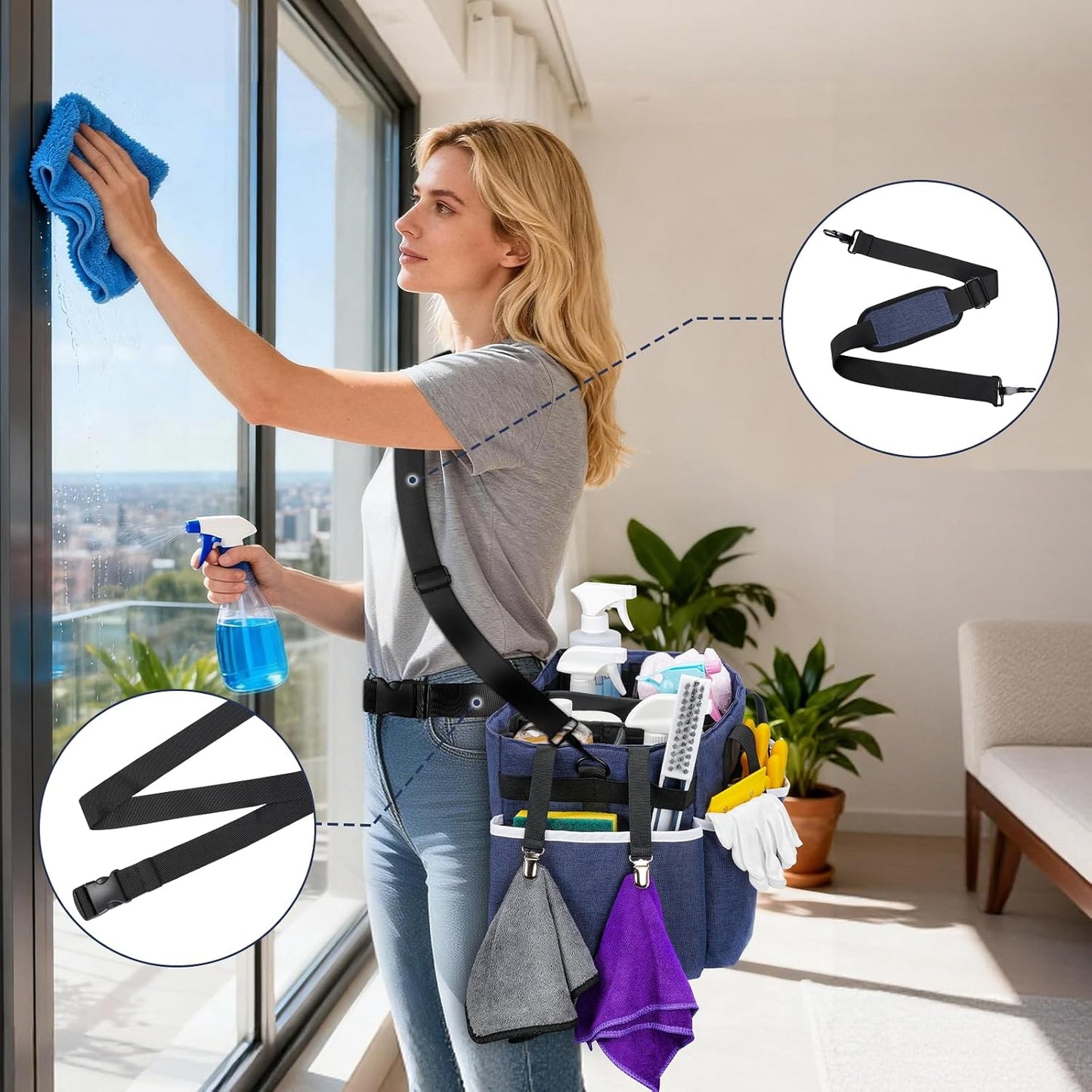 Carrito limpieza extra grande con bolsa 4 divisores plegables