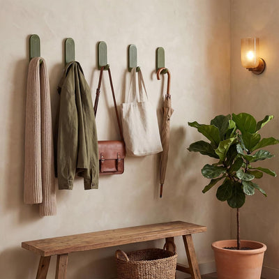 4 Ganchos Pared Arco Iris Hechos Mano Madera Sin Taladro