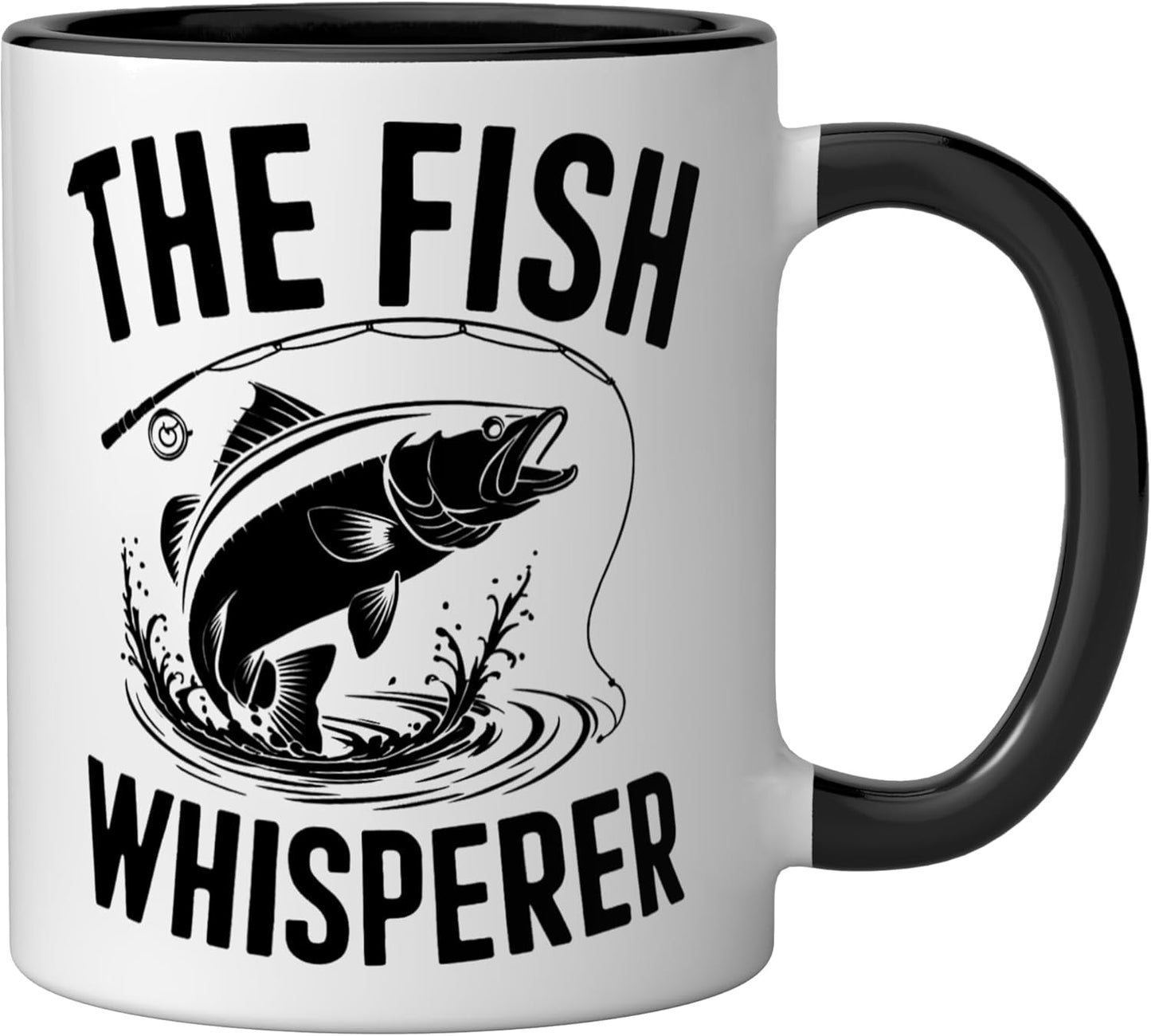 Taza cerámica The Fish Whisperer Master Angler en negro/blanco