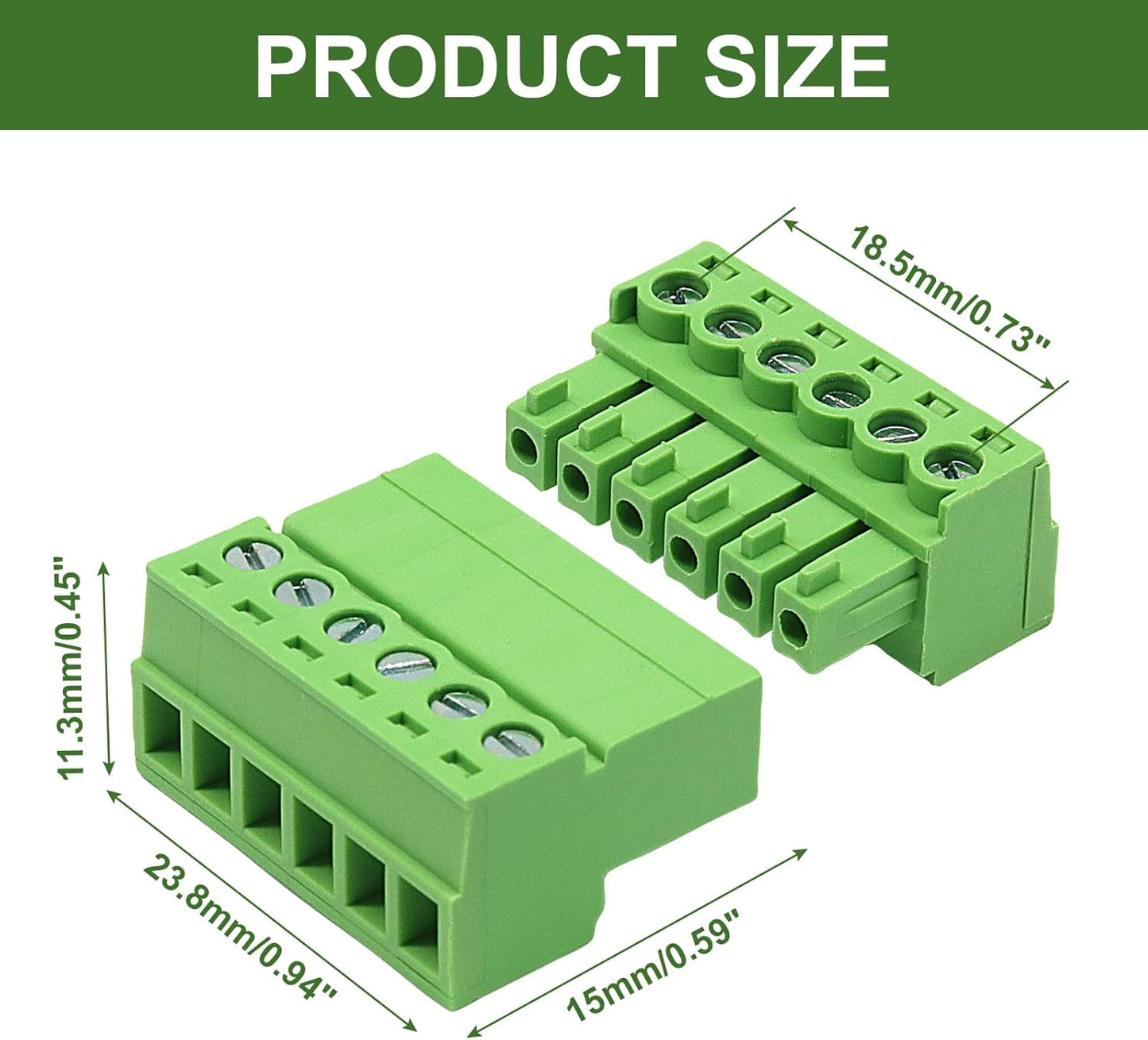 Set 5 Conectores Bloque Terminal 3.81mm para PCB 28-16AWG