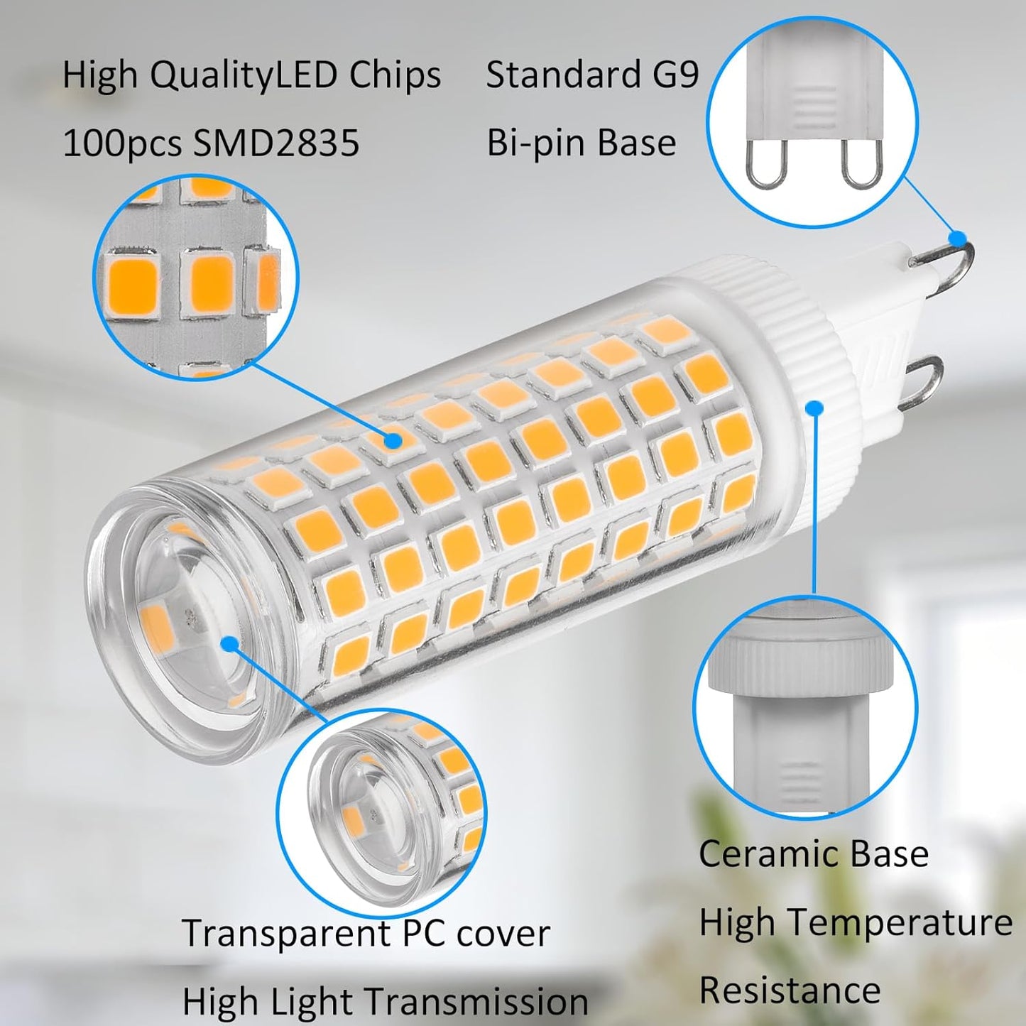 Pack 5 Bombillas LED G9 8W Blanco Natural