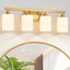 Lámpara baño 4 luces dorada vidrio blanco lechoso E26
