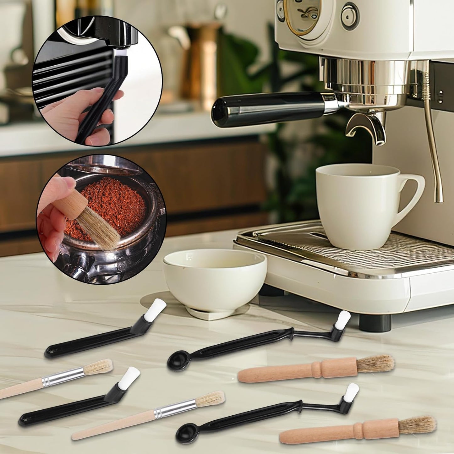 Set 8 Cepillos Limpieza Cafetera Expreso Molinillo