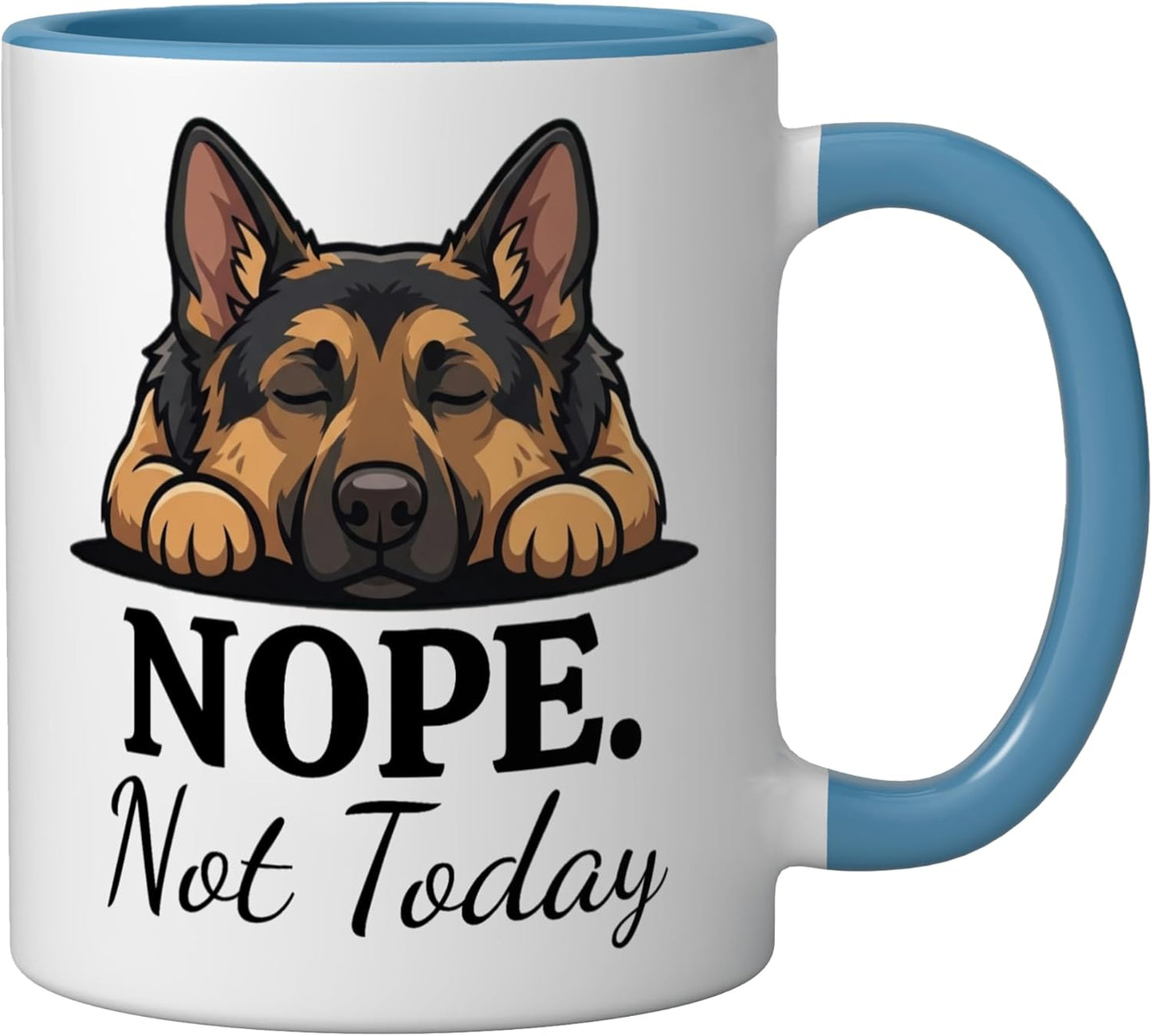 Taza Cerámica Perro Duerme Hoy Azul/Blanco