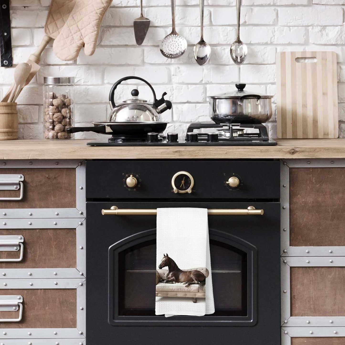 Toalla de cocina con caballo vintage para baño y cocina
