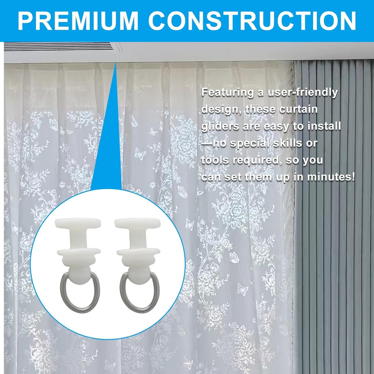 Ganchos plástico para cortinas y accesorios deslizantes