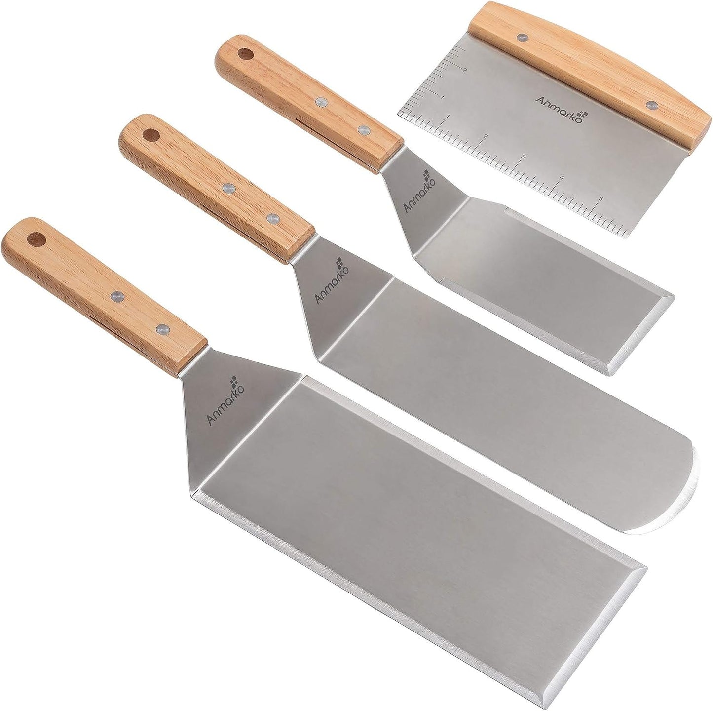 Juego espátulas acero inox Teppanyaki volteador panqueques