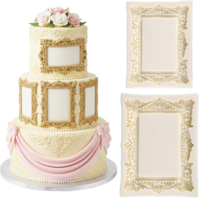 2 Moldes Silicona Marcos Fotos Vintage 3D Fondant Cupcakes Pasteles