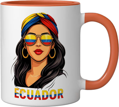 Taza Cerámica Ecuatoriana Naranja/Blanco