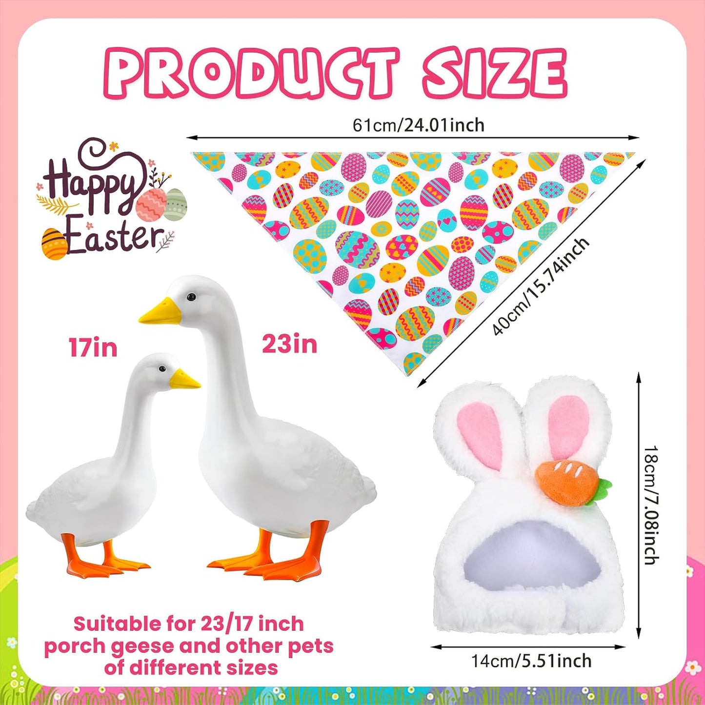 Set 2 toallas ganso Pascua con orejas conejo 17/23pulg