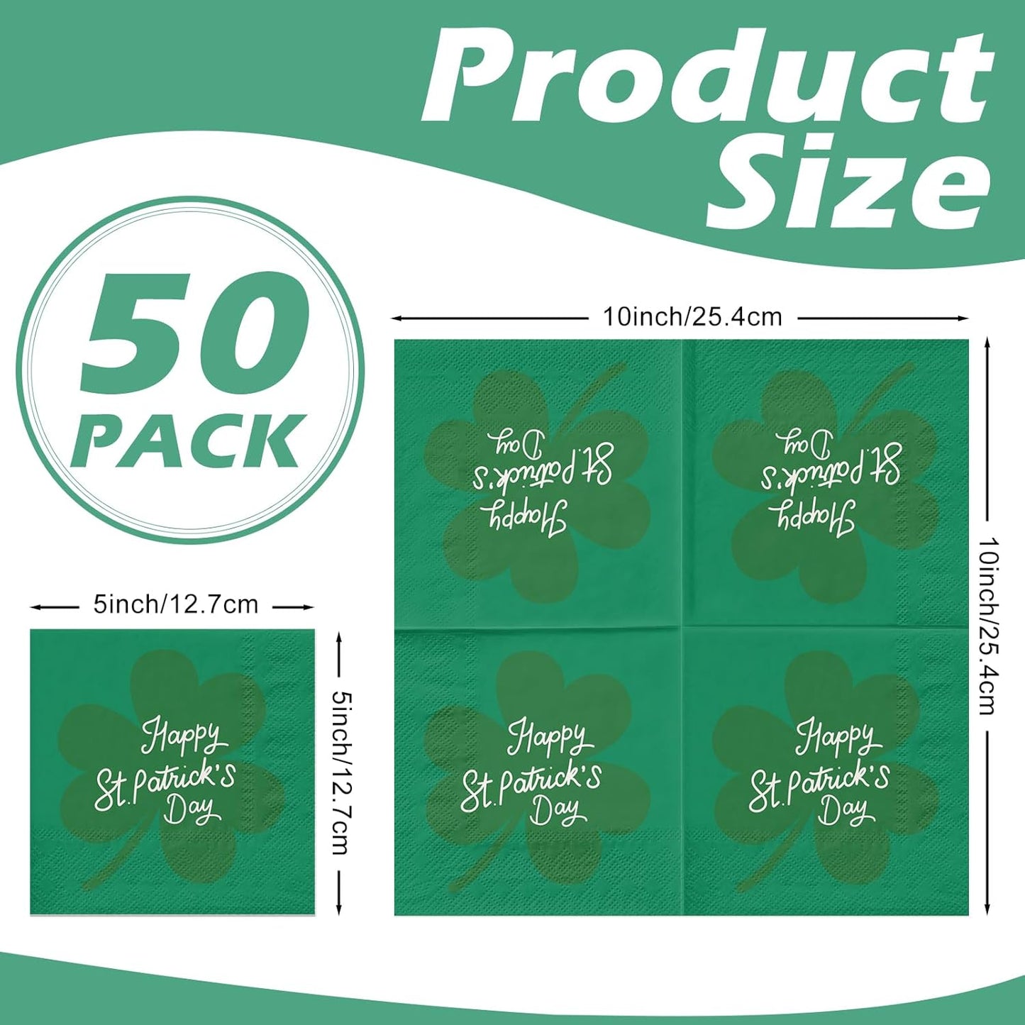 Servilletas de papel San Patricio 50 unidades 3 capas verdes con trébol