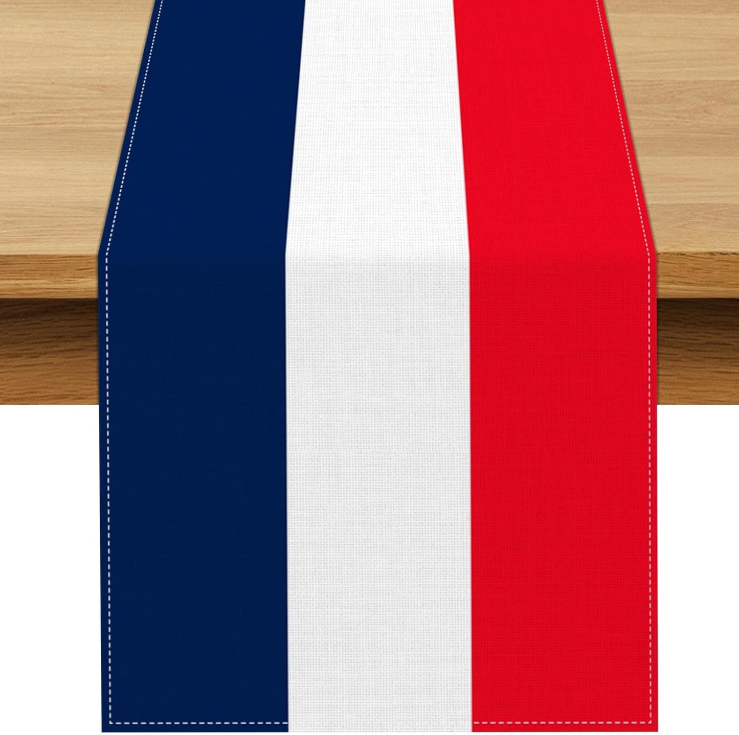 Camino de mesa con bandera de Francia decoración patriótica para comedor
