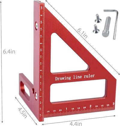 Regla multiángulo 3D aluminio 4pulg para carpintería y diseño