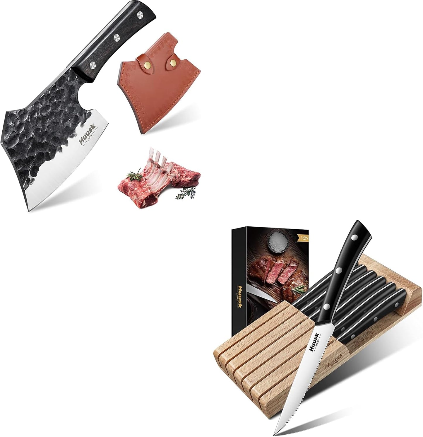 Set 6 Cuchillos Carne con Bloque de Acero Inox
