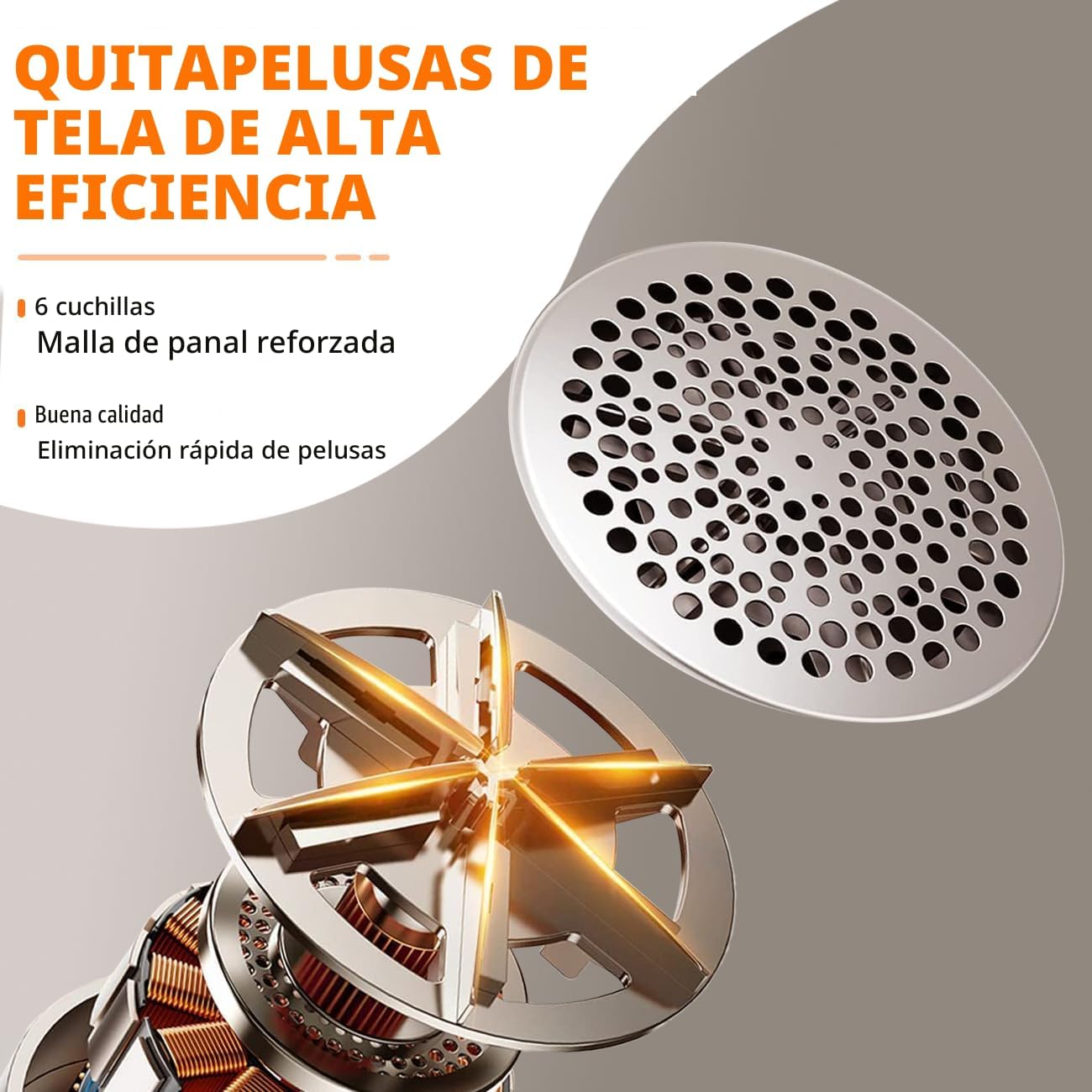 Removedor pelusas ropa 6 cuchillas recargable tipo C