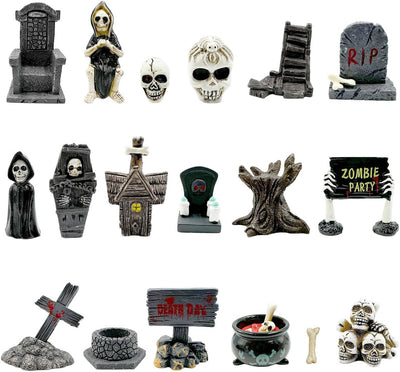 Miniaturas Halloween 18 Pzas Lápidas Fantasmas Calaveras