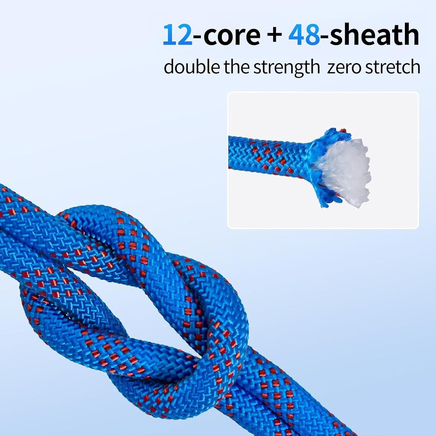 Cuerda escalada 200ft 3/8pulg resistente trabajo árboles azul