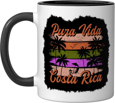 Taza Cerámica Rica Pura Vida Negro/Blanco