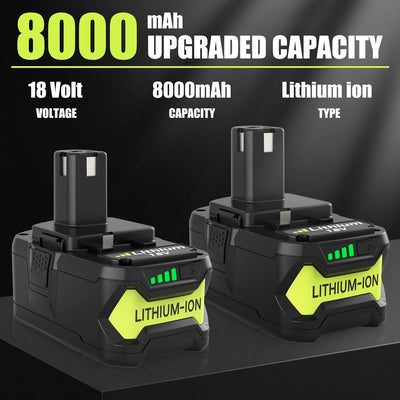 2 Baterías Ryobi 18V P108 y Cargador P117