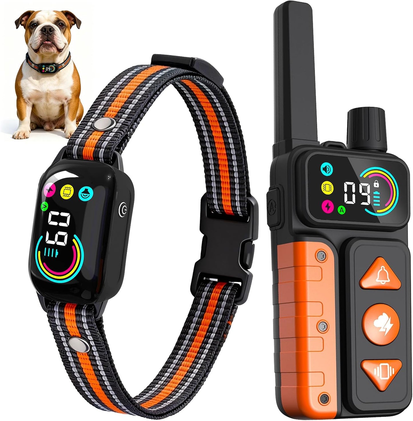 Collar 2en1 para perros 4 modos pitido vibración choque IPX7