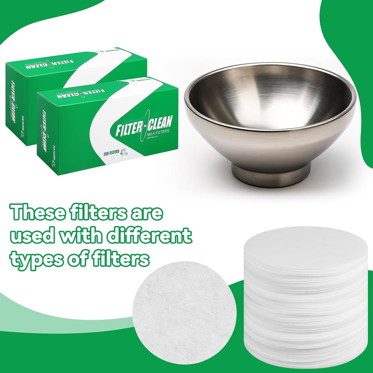 Paquete 200 Discos Filtro Leche Flujo Rápido 4-9/16pulg