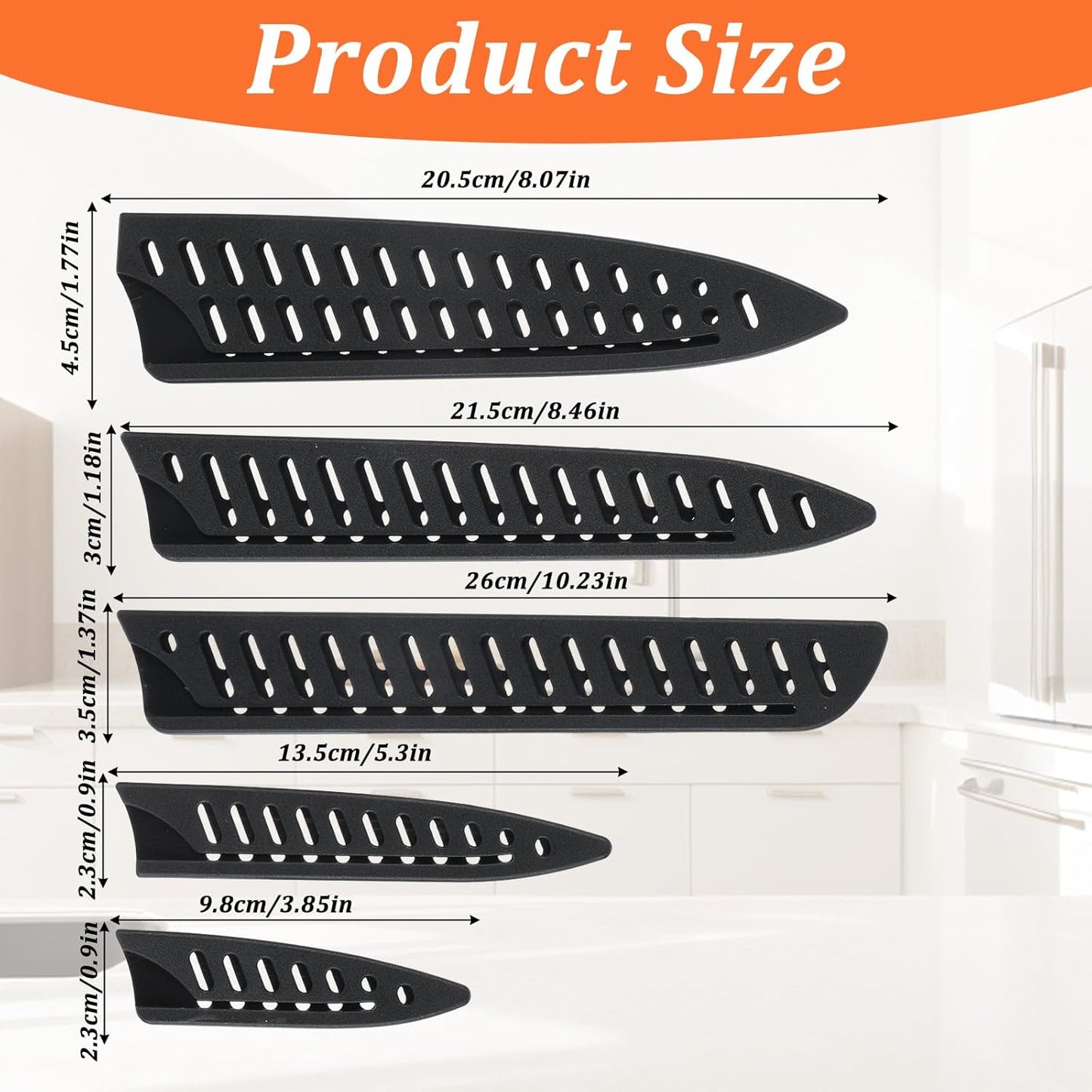 Set 5 fundas negras para cuchillos de cocina universales