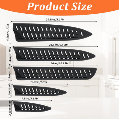 Set 5 fundas negras para cuchillos de cocina universales