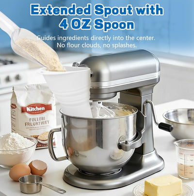 Embudo de harina sin desorden con cuchara para mezclador Kitchenaid 4.5-7 cuartos