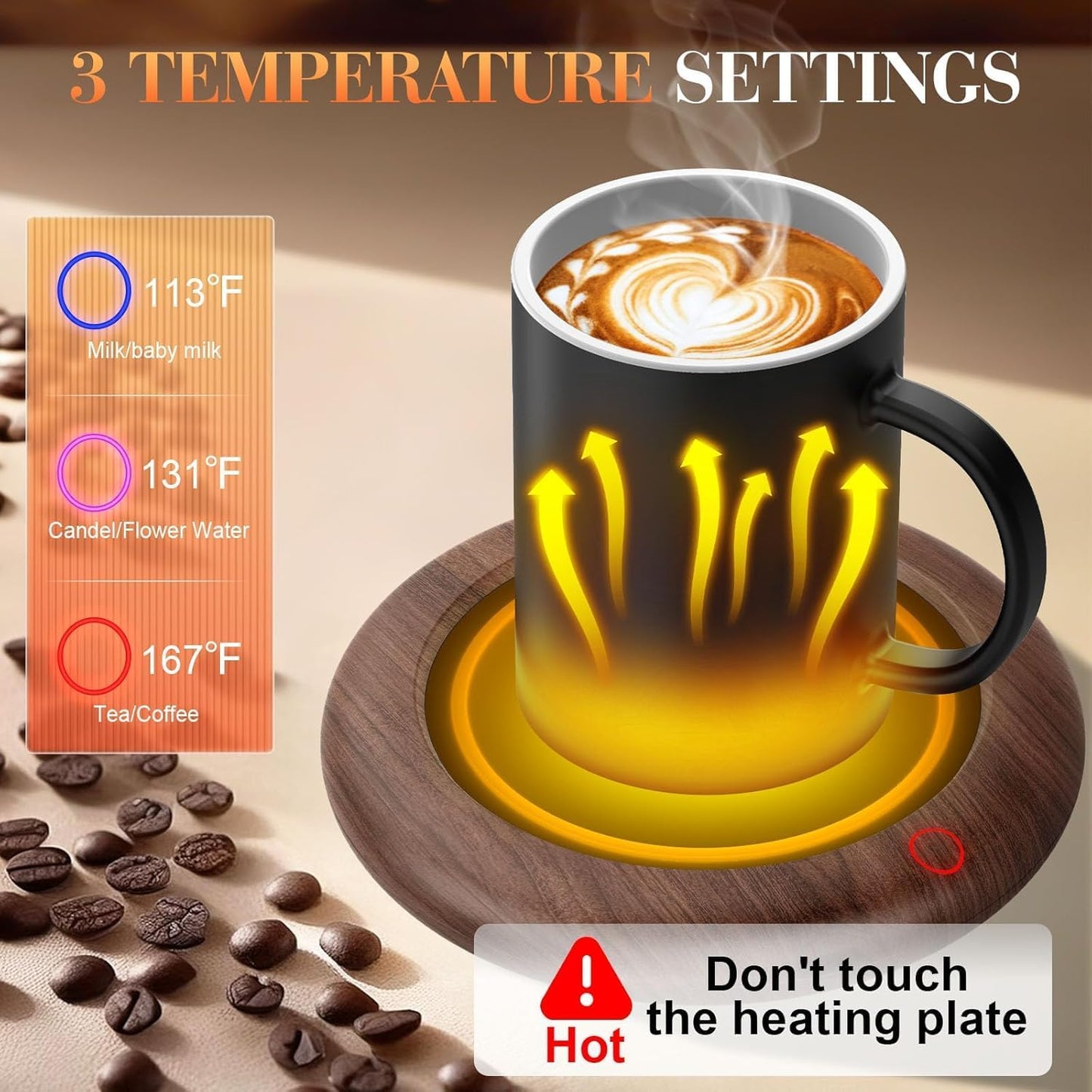 Calentador de taza de café 40 W con 3 ajustes de temperatura