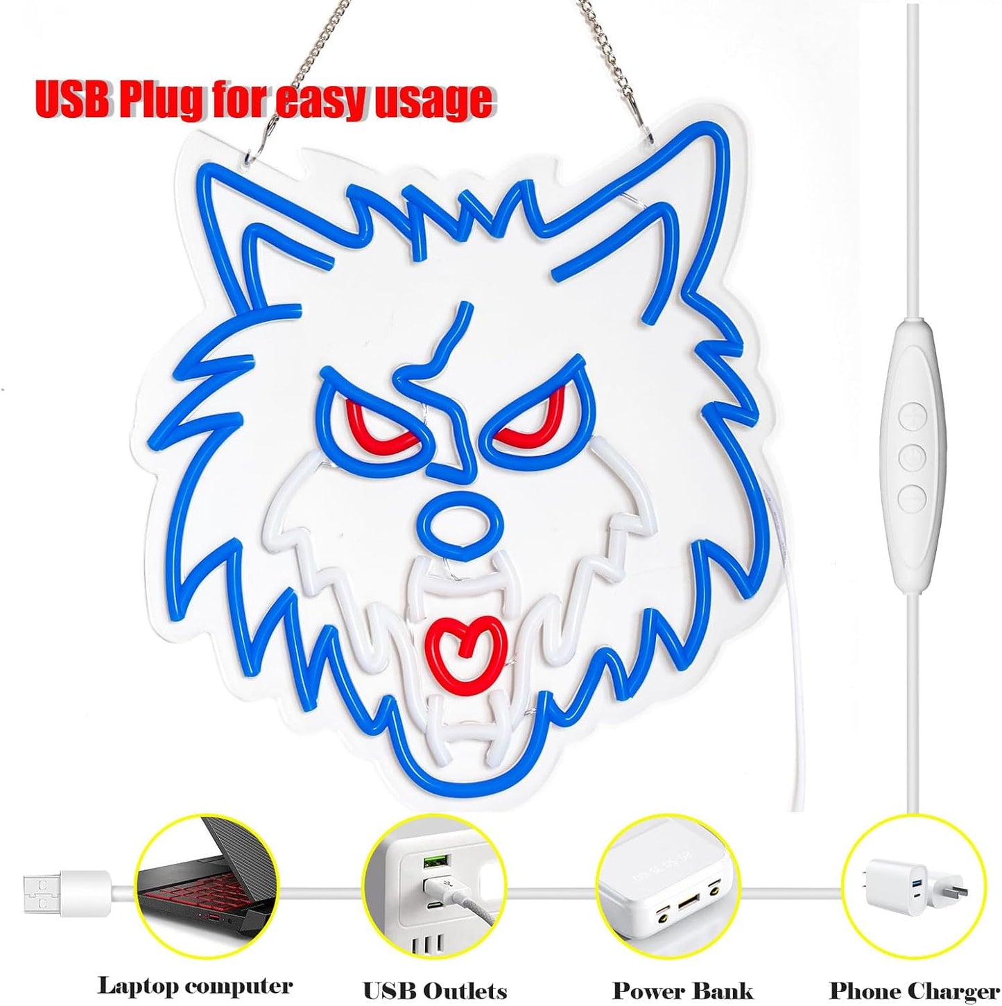Letrero neón lobo LED regulable decoración pared bar hogar