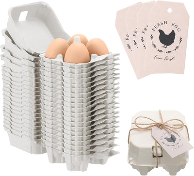 Caja huevos media docena reutilizable pulpa natural con cuerda yute