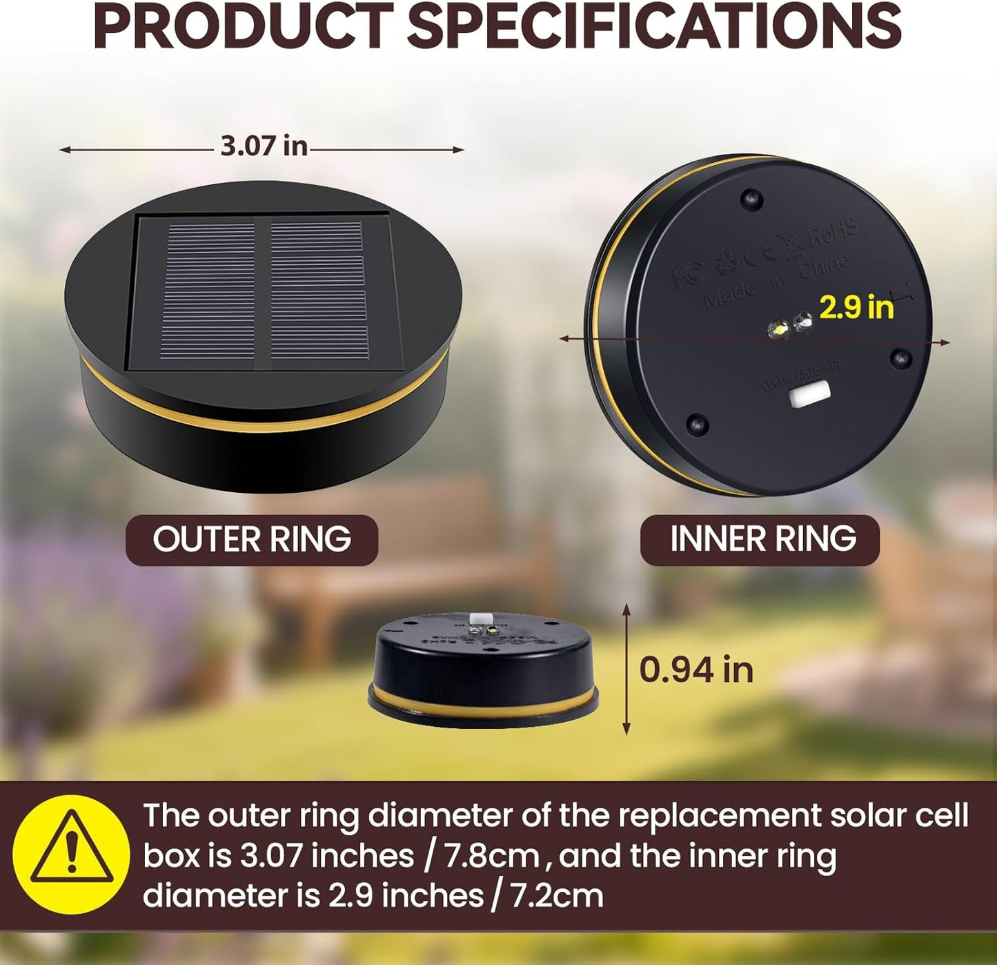 Pack 2 Repuestos Luz Solar Farol 3.07x2.9pulg